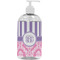 Pink & Purple Damask Plastic Soap / Lotion Dispenser (16 oz - Large - White) (Personalized)