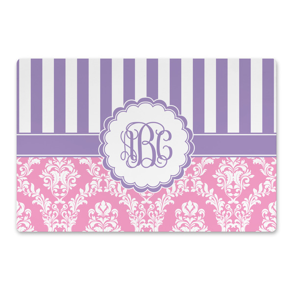 Custom Pink & Purple Damask Large Rectangle Car Magnet (Personalized)
