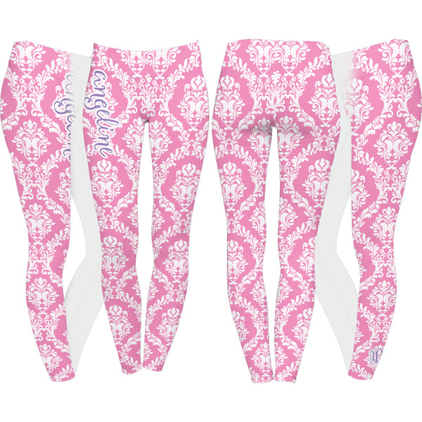 Pink & Purple Damask Leggings Turn Around - Apvl
