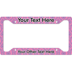 Pink & Purple Damask License Plate Frame (Personalized)