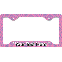 Pink & Purple Damask License Plate Frame - Style C (Personalized)