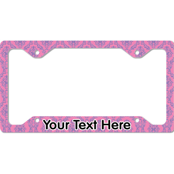 Custom Pink & Purple Damask License Plate Frame - Style C (Personalized)