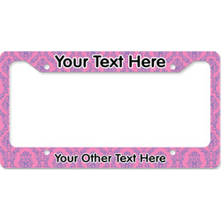 Pink & Purple Damask License Plate Frame - Style B (Personalized)