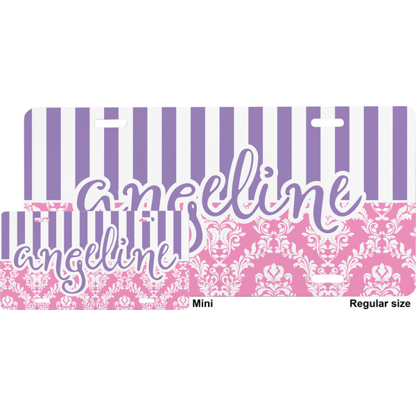Pink & Purple Damask License Plate (Sizes)