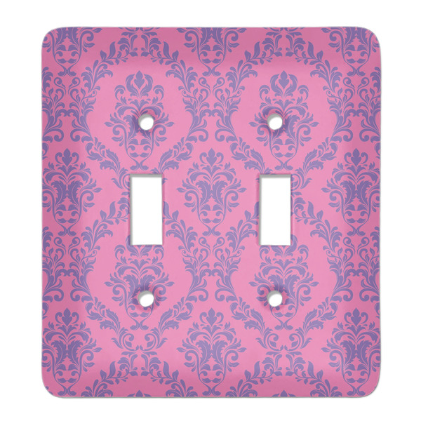 Custom Pink & Purple Damask Light Switch Cover (2 Toggle Plate)