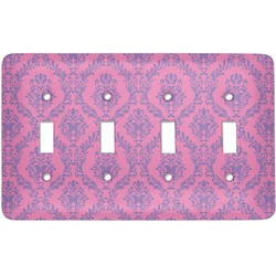 Pink & Purple Damask Light Switch Cover (4 Toggle Plate)