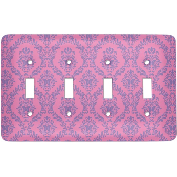 Custom Pink & Purple Damask Light Switch Cover (4 Toggle Plate)