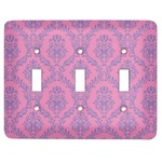Pink & Purple Damask Light Switch Cover (3 Toggle Plate)
