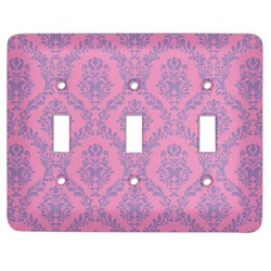Pink & Purple Damask Light Switch Cover (3 Toggle Plate)