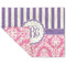 Pink & Purple Damask Double-Sided Linen Placemat - Single w/ Monogram