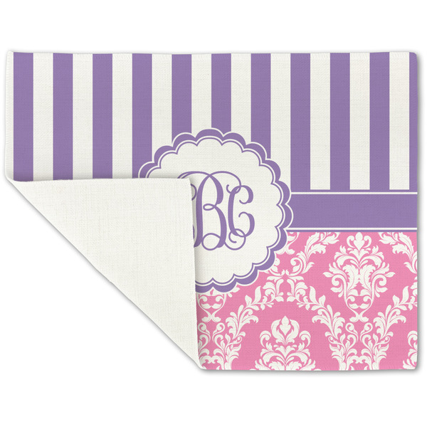 Pink & Purple Damask Linen Placemat - Folded Corner (single side)