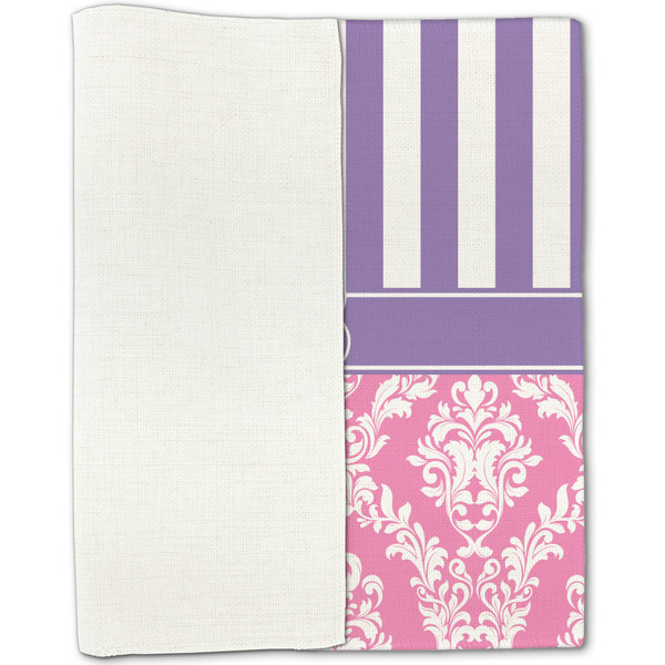 Pink & Purple Damask Linen Placemat - Folded Half