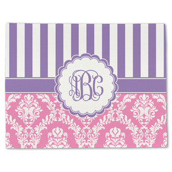 Pink & Purple Damask Single-Sided Linen Placemat - Single w/ Monogram