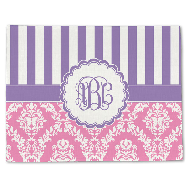 Pink & Purple Damask Linen Placemat - Front