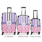 Pink & Purple Damask Luggage Bags all sizes - With Handle