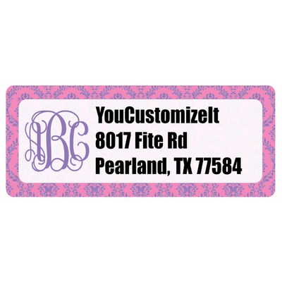Pink & Purple Damask Return Address Labels (Personalized)