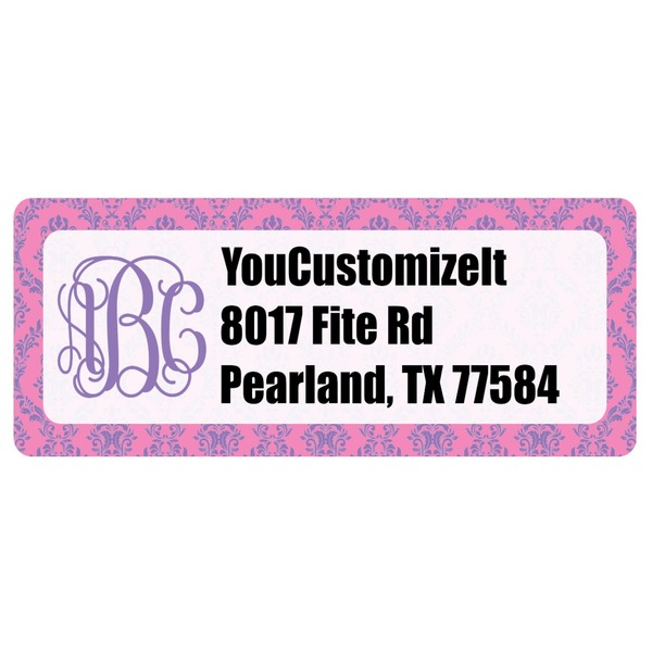 Custom Pink & Purple Damask Return Address Labels (Personalized)