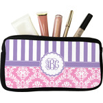 Pink & Purple Damask Makeup / Cosmetic Bag - Small (Personalized)