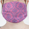 Pink & Purple Damask Mask - Pleated (new) Front View on Girl