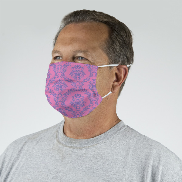 Pink & Purple Damask Mask - Quarter View on Guy