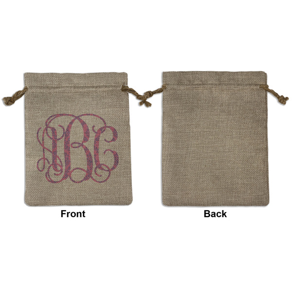Pink & Purple Damask Medium Burlap Gift Bag - Front Approval