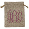 Pink & Purple Damask Medium Burlap Gift Bag - Front (Personalized)
