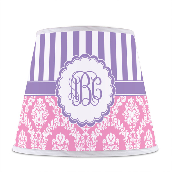 Pink & Purple Damask Poly Film Empire Lampshade - Front View