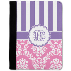 Pink & Purple Damask Notebook Padfolio - Medium w/ Monogram