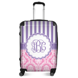 Pink & Purple Damask Suitcase - 24" Medium - Checked (Personalized)