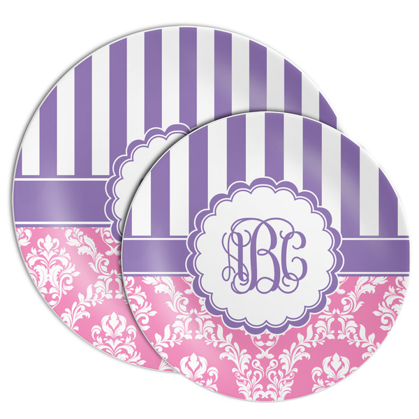 Pink & Purple Damask Melamine Plates - PARENT/MAIN