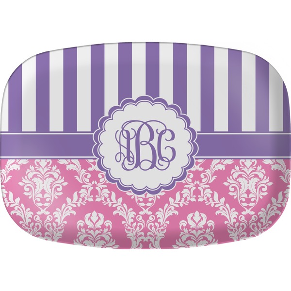 Custom Pink & Purple Damask Melamine Platter (Personalized)