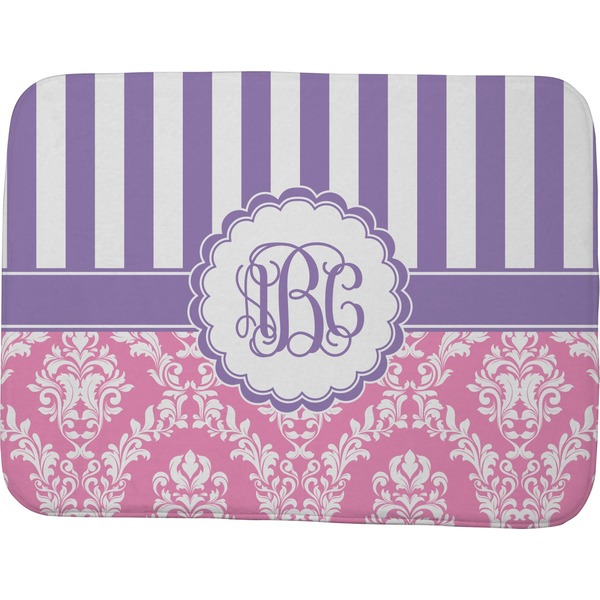 Pink & Purple Damask Memory Foam Bath Mat 48 X 36