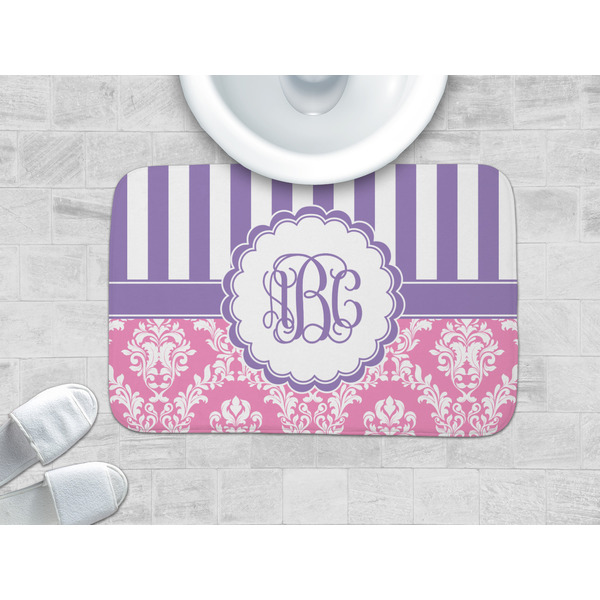 Pink & Purple Damask Memory Foam Bath Mat - LIFESTYLE 34x21