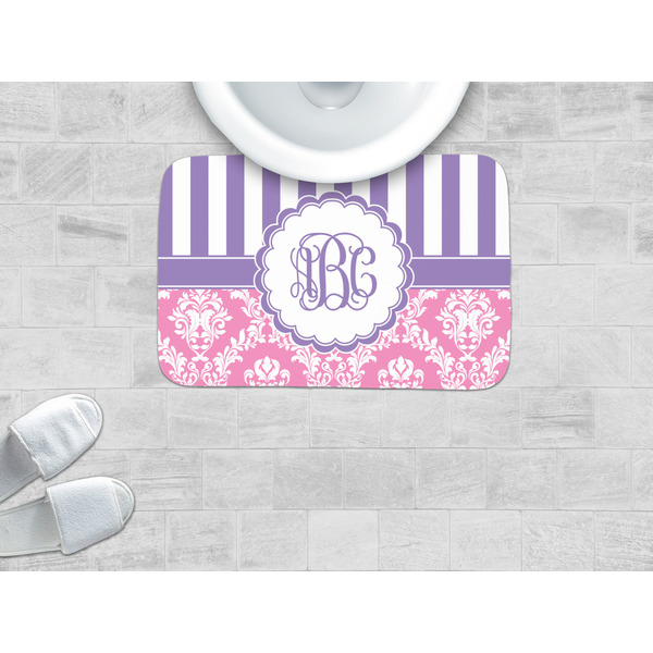 Pink & Purple Damask Memory Foam Bath Mat - LIFESTYLE