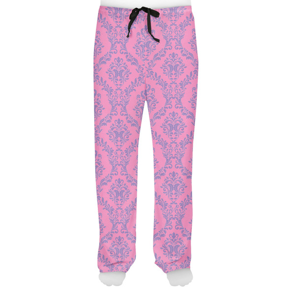 Pink & Purple Damask Men's Pjs Front - on model