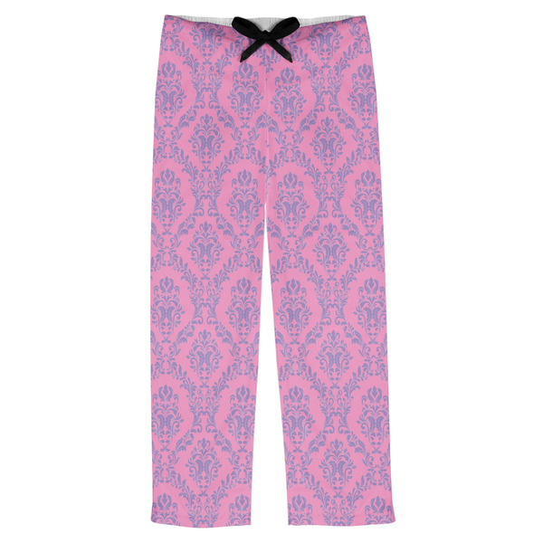 Custom Pink & Purple Damask Mens Pajama Pants - XS