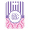 Pink & Purple Damask Metal Luggage Tag - Front Without Strap