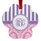 Pink & Purple Damask Metal Paw Ornament - Double Sided w/ Monogram