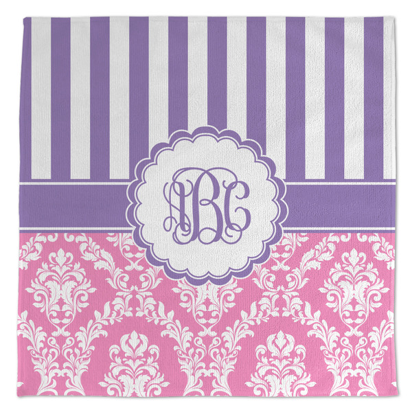 Custom Pink & Purple Damask Microfiber Dish Towel (Personalized)