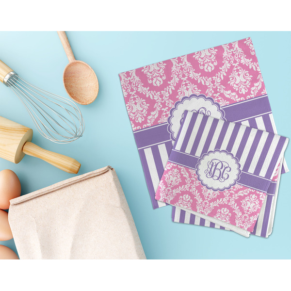Pink & Purple Damask Microfiber Dish Rag - LIFESTYLE