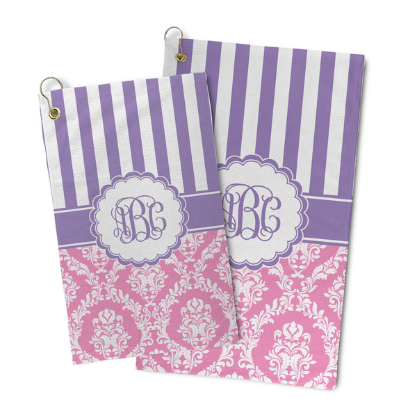 Pink & Purple Damask Microfiber Golf Towel - PARENT/MAIN