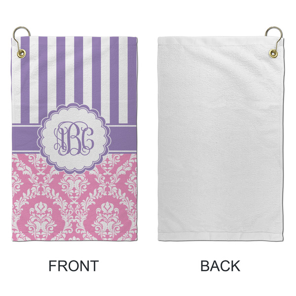 Pink & Purple Damask Microfiber Golf Towels - Small - APPROVAL