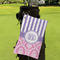 Pink & Purple Damask Microfiber Golf Towels - Small - LIFESTYLE
