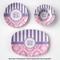 Pink & Purple Damask Microwave & Dishwasher Safe CP Plastic Dishware - Group