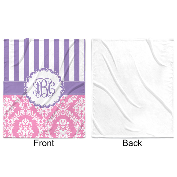 Pink & Purple Damask Minky Blanket - 50"x60" - Single Sided - Front & Back