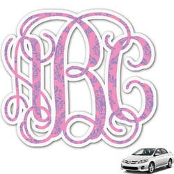 Pink & Purple Damask Monogram Car Decal (Personalized)