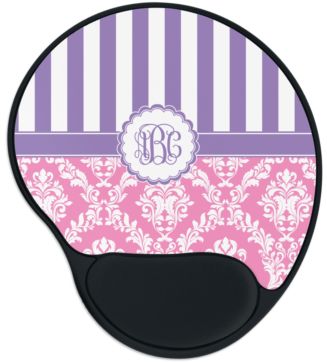 Custom Pink & Purple Damask Mouse Pad with Wrist Support YouCustomizeIt