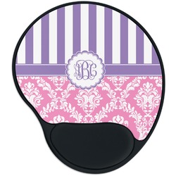 Pink & Purple Damask Mouse Pad with Wrist Support