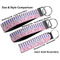 Pink & Purple Damask Multiple Key Ring comparison sizes
