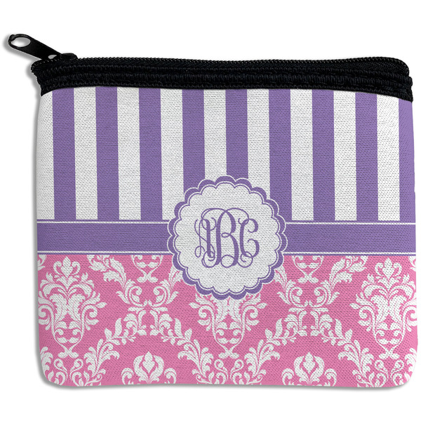Custom Pink & Purple Damask Rectangular Coin Purse (Personalized)